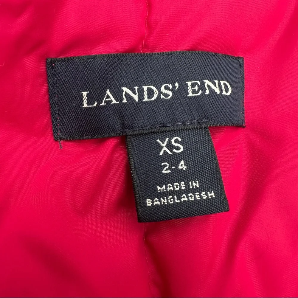 LANDS END Puffer Vest Womens XS Pink Goosedown Snap Front Nylon Gorpcore SPOTS